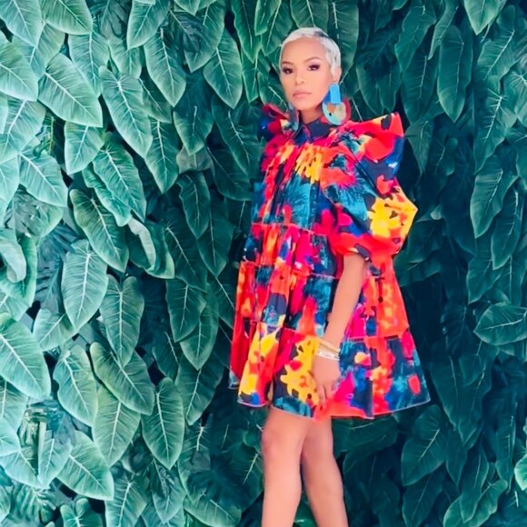 Brand NEW Fabulous Baby Doll Dress with Puffy Sleeve Tie -Dye Print - Picture 4 of 4